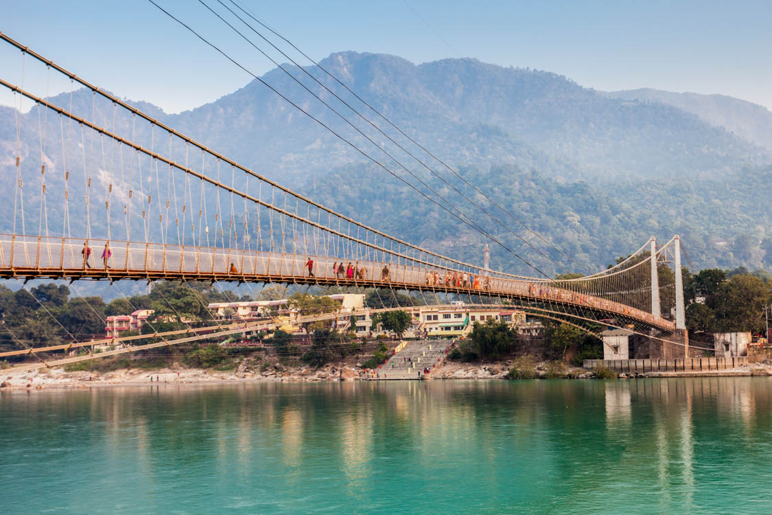 Stylized suspension bridge illustration
