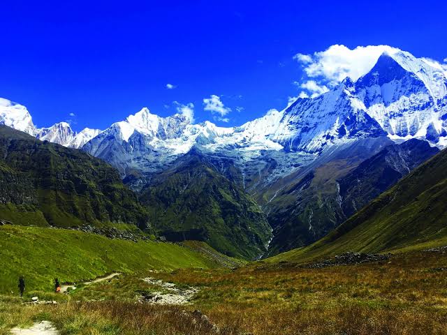 Stylized Himalayan foothills illustration